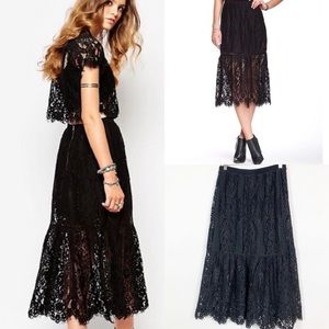 NWOT Free People Angel Rays Eyelash Lace Midi Skirt